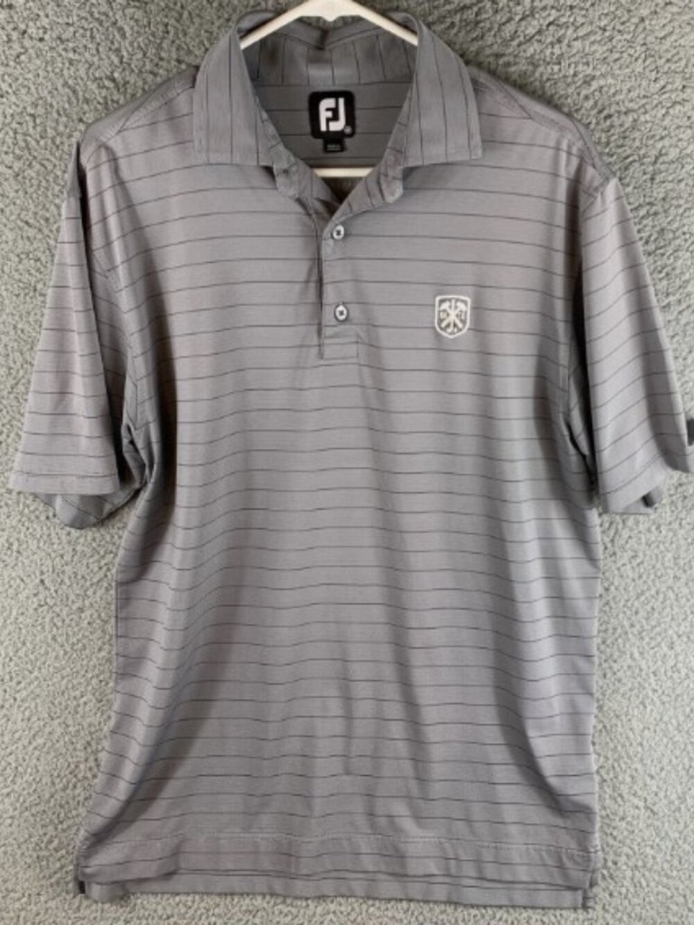FootJoy Golf Polo Shirt Men’s Medium Gray Striped Performance Stretch